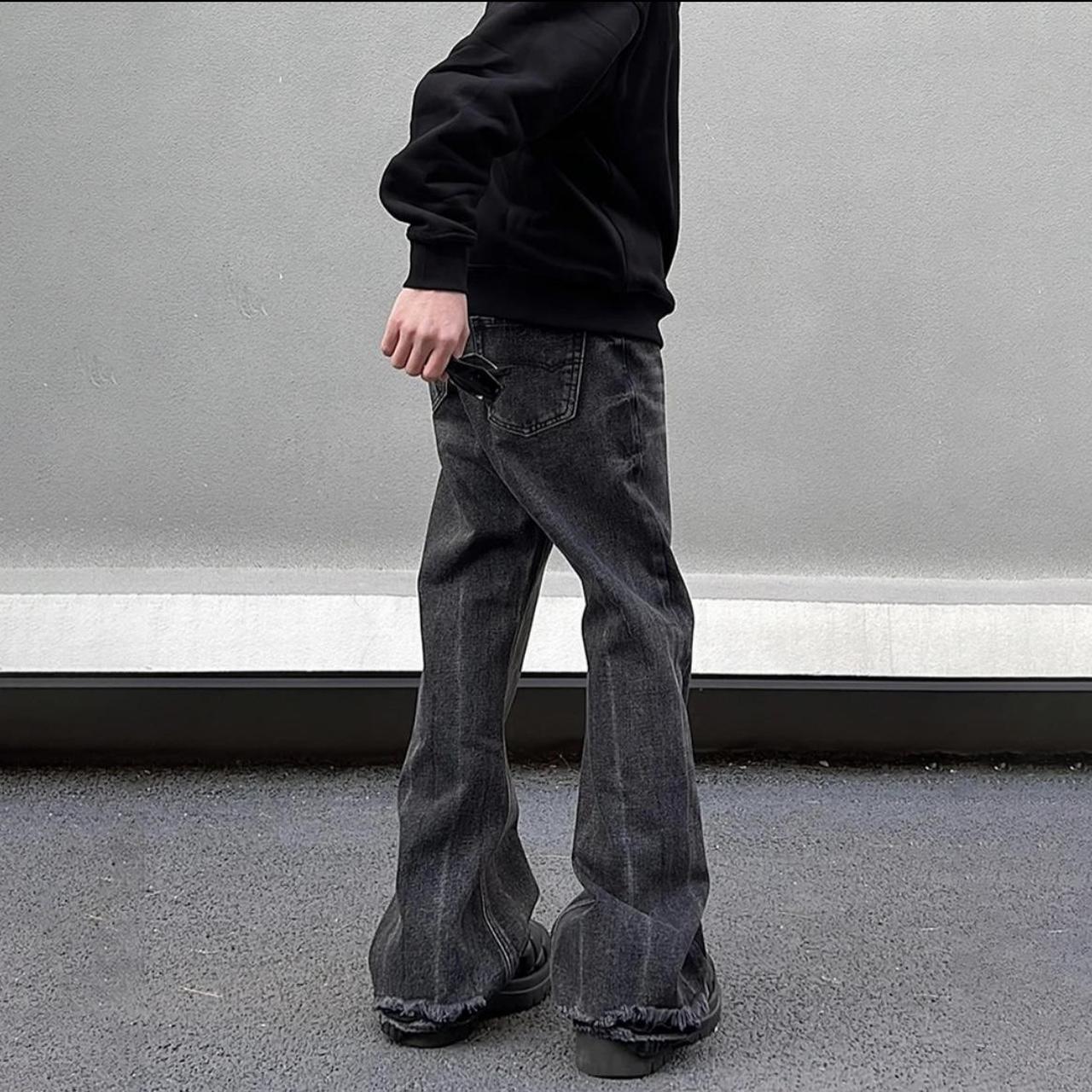 Dark Grey Flare Jeans No offers below 52 Sizes... Depop