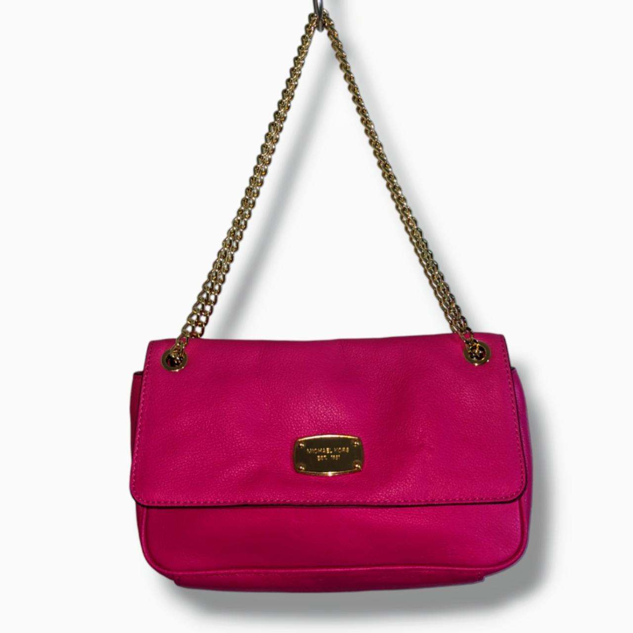 Michael Kors Jet Set Raspberry Leather Gold Chain Depop