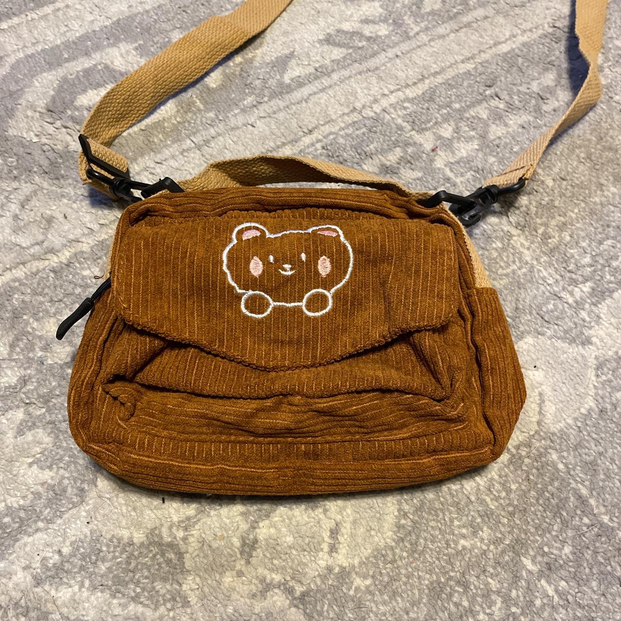 brown bear bag with detachable strap - Depop