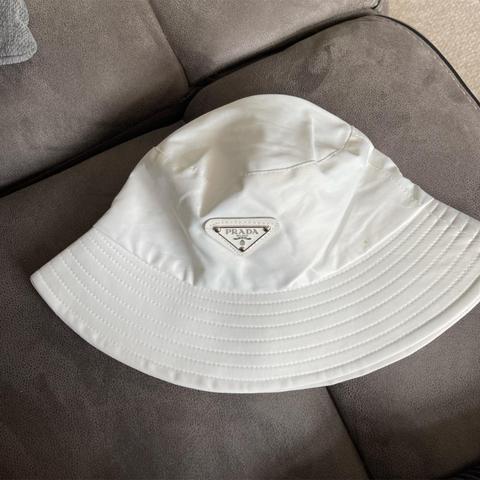 White prada-bucket-hat - Depop
