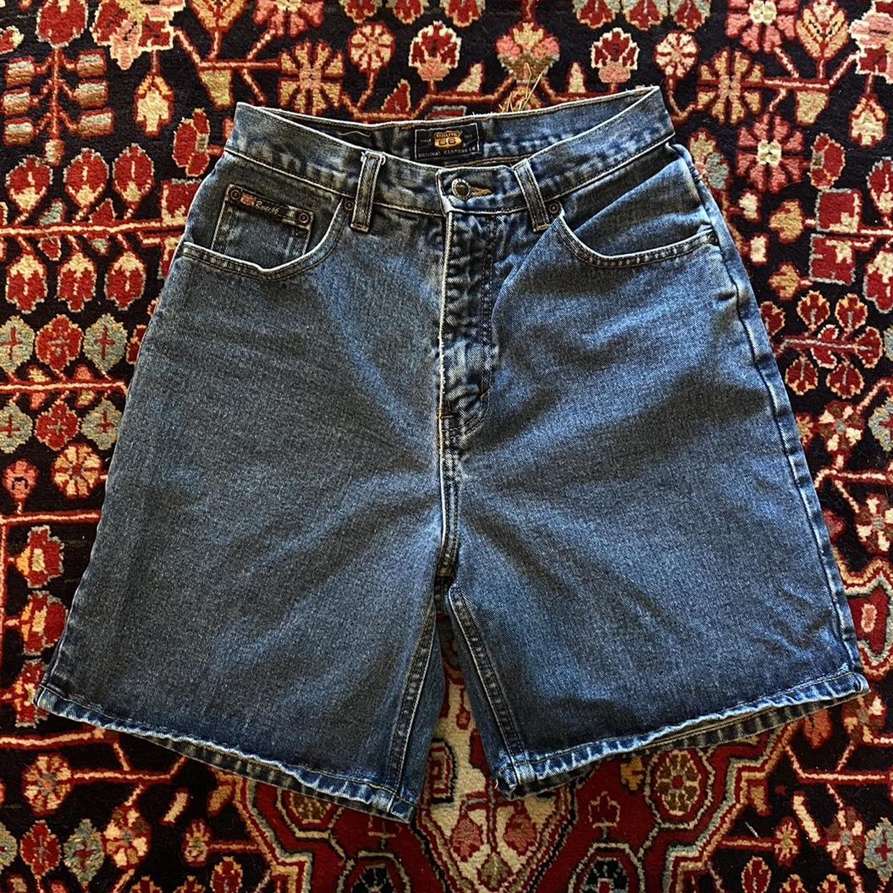 Vintage high waist denim Route 66 shorts Small... - Depop