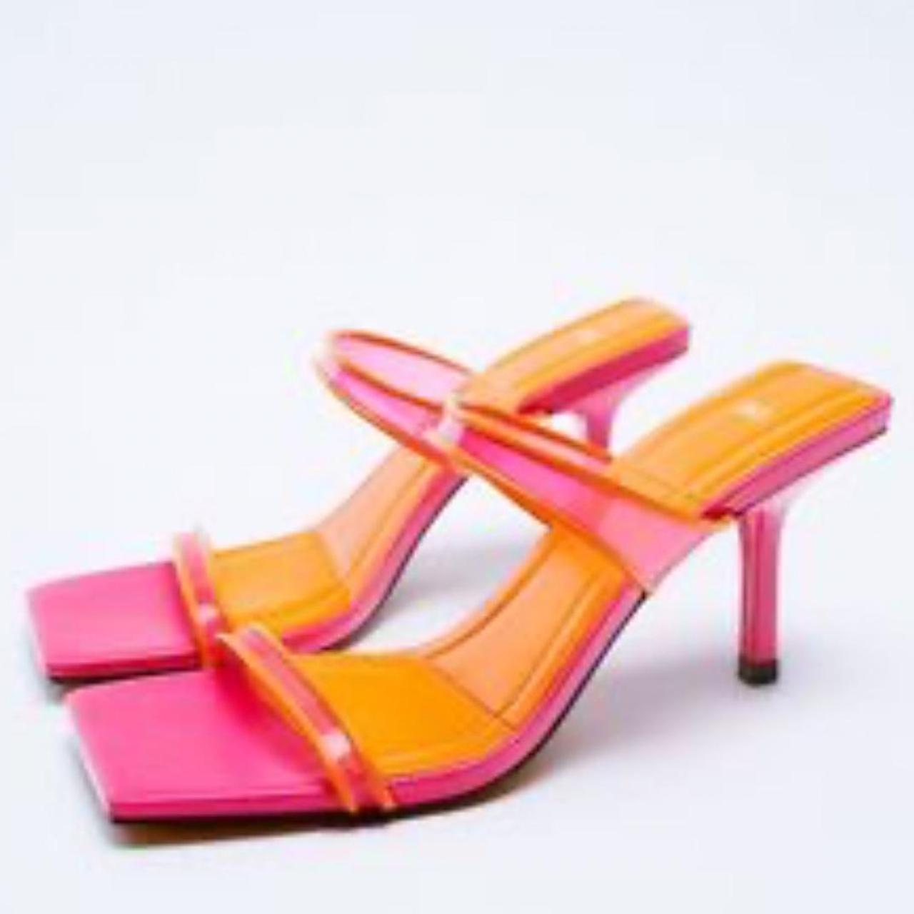 Zara heels orange and pink size 40 Depop