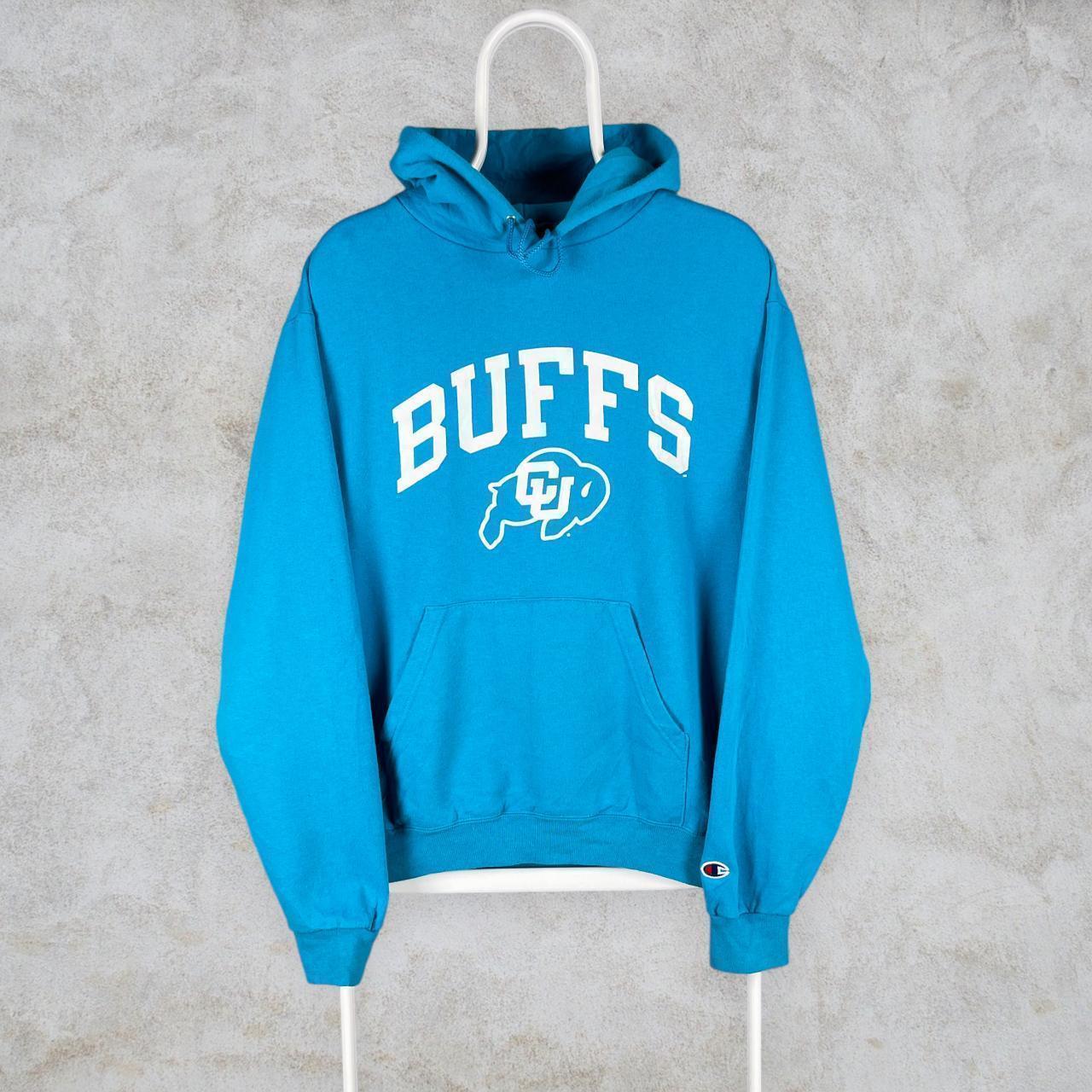 Vintage Blue Champion Hoodie Colorado Buffaloes... - Depop