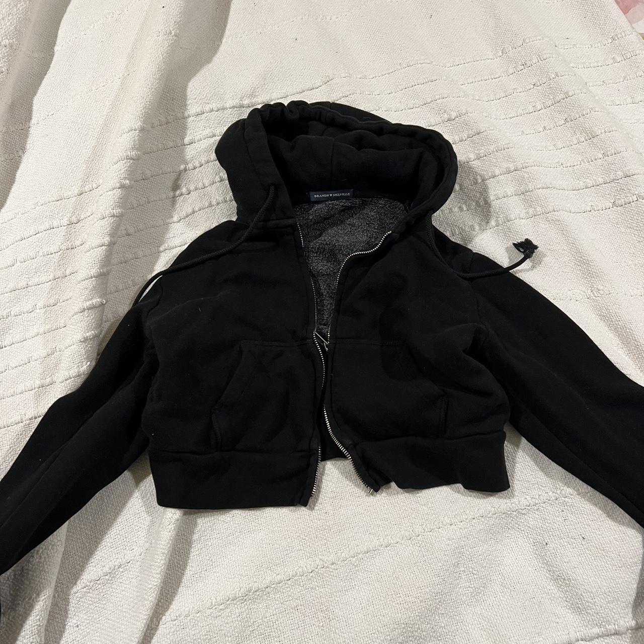 Brandy Melville Cropped Hoodie Black hoodie with - Depop