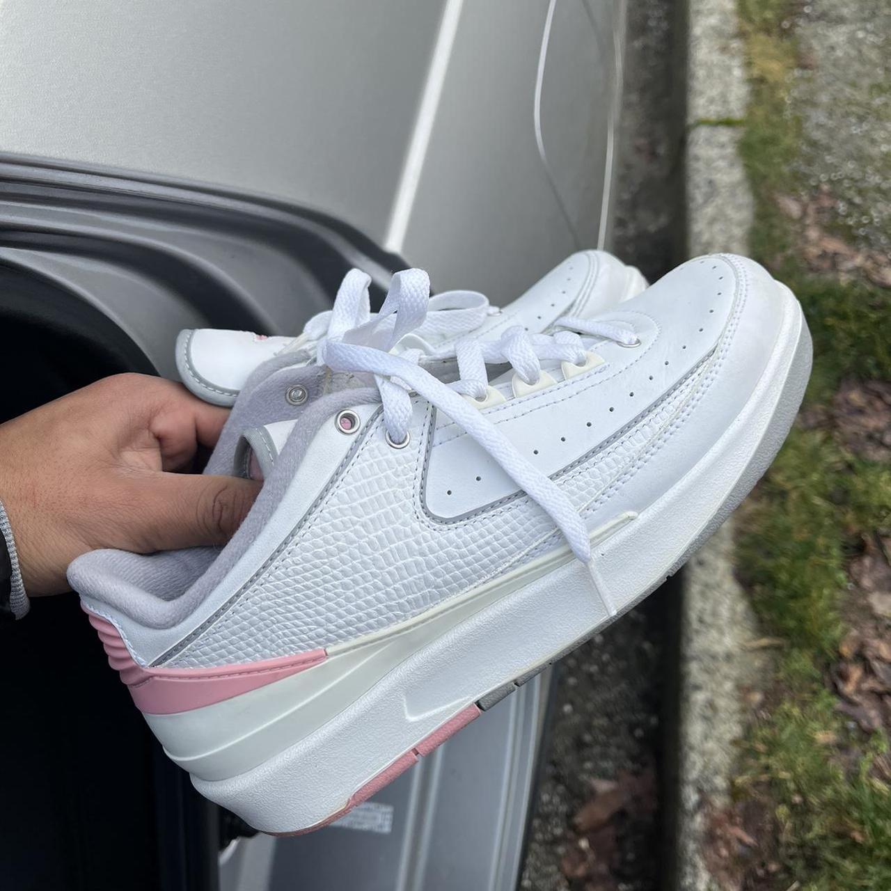 grey jordans with pink