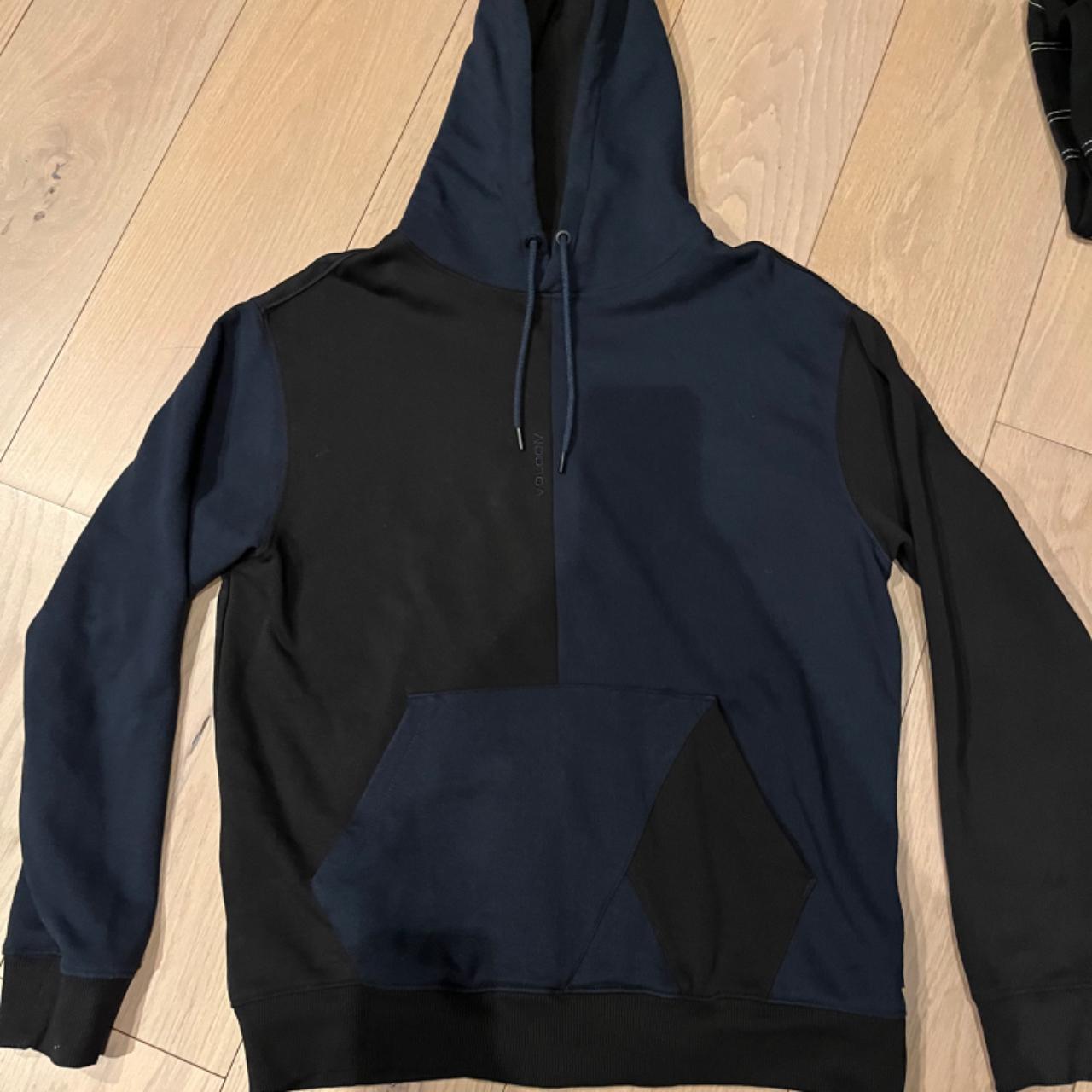 Volcom split hoodie. Blue and black split hoodie