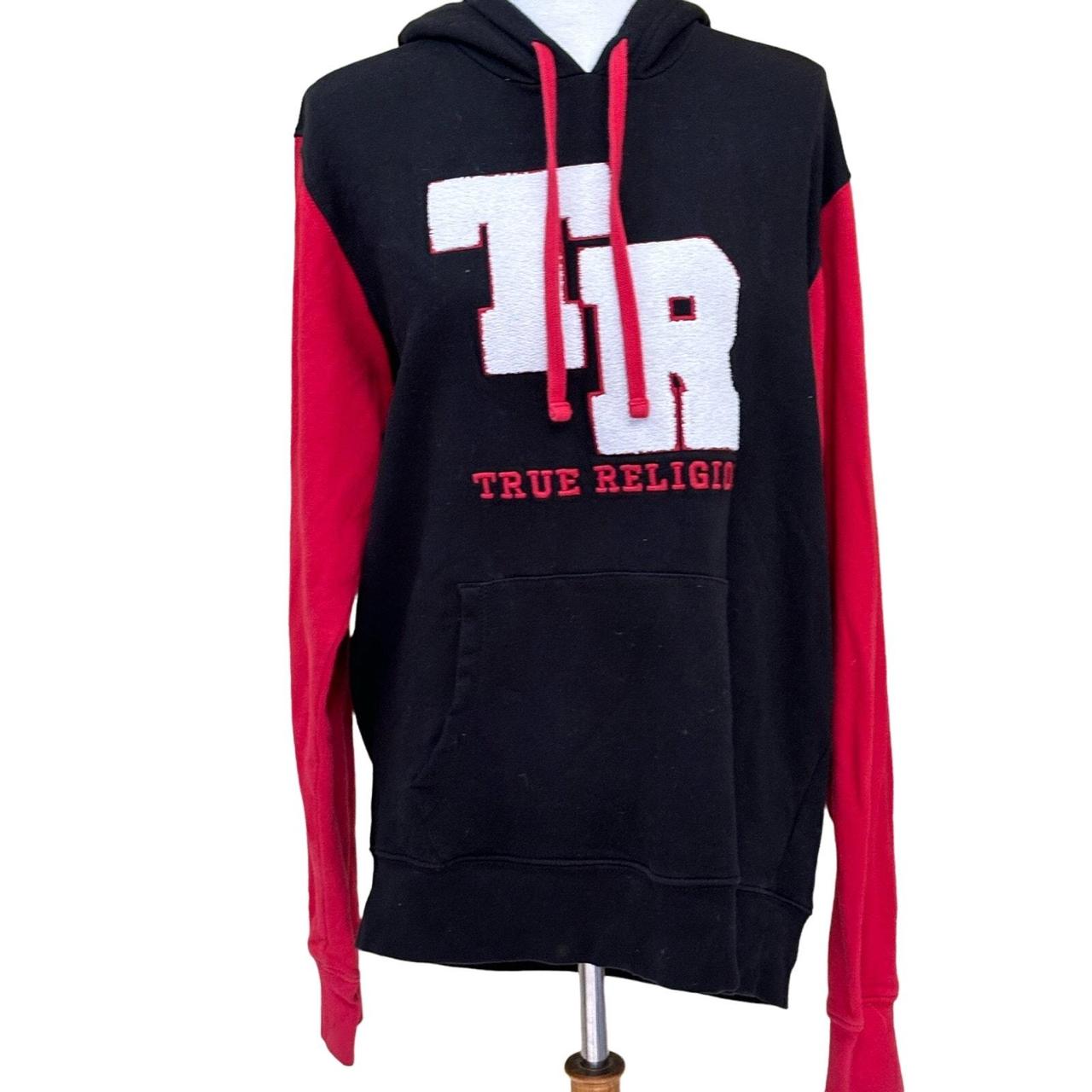 True Religion black red pullover hoodie size