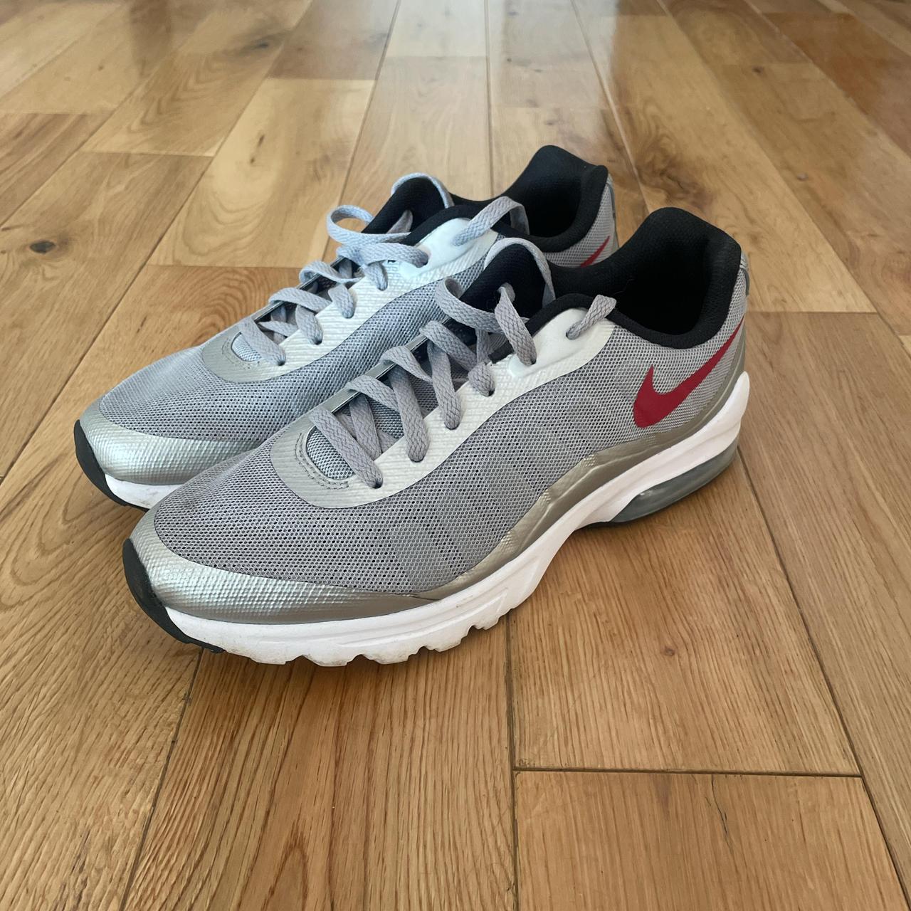 Grey and red nike trainers best sale