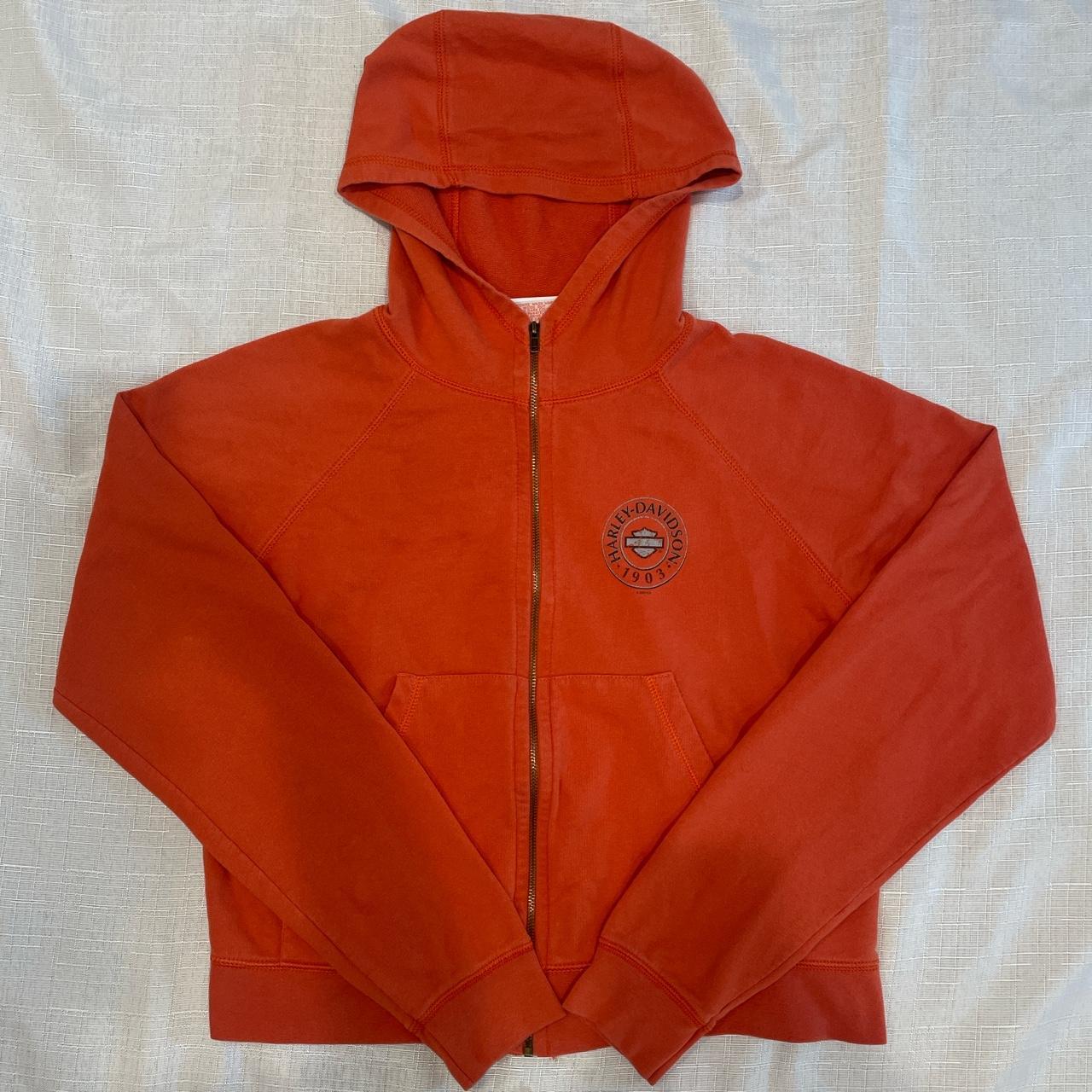 Harley Davidson 1903 vintage orange zip up jacket. Depop