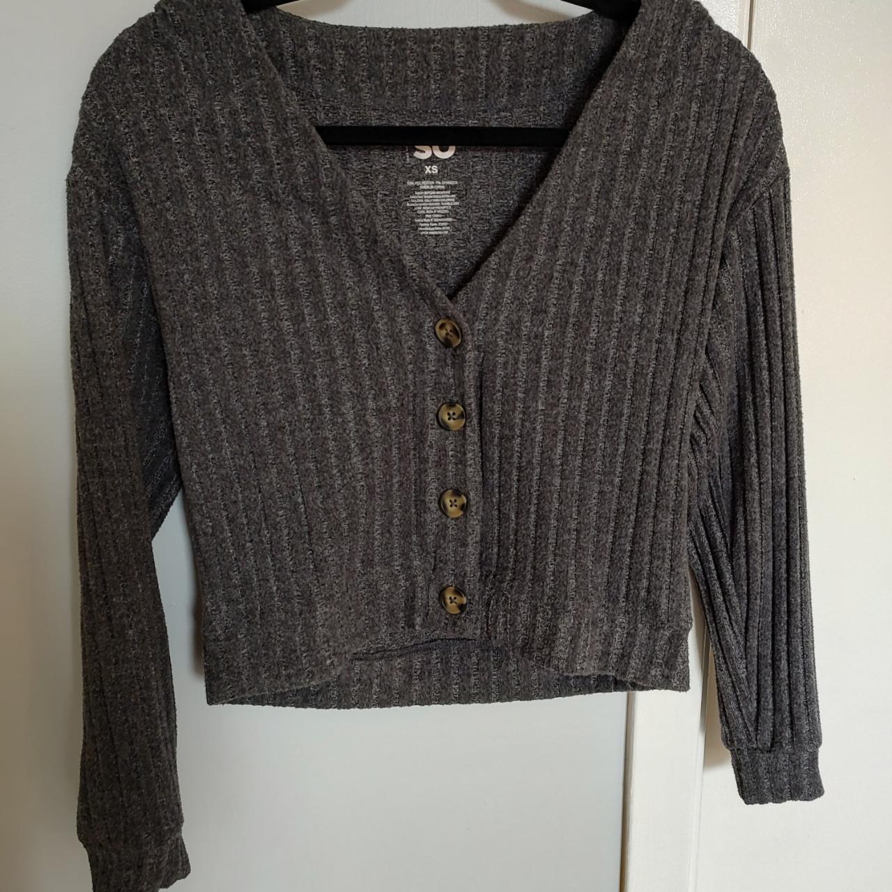 Super soft grey button-up cardigan from SO. Sized XS - Depop