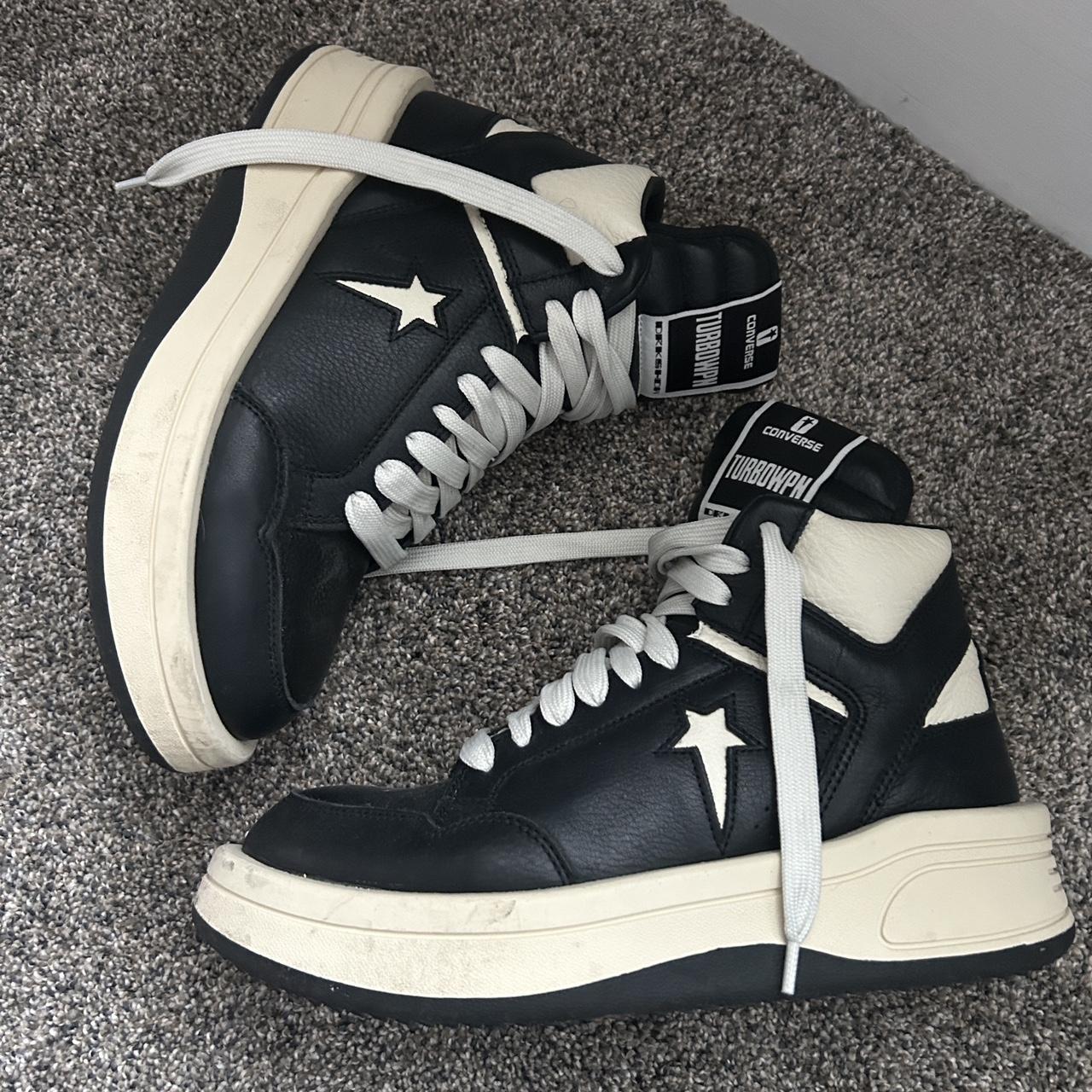 Converse TURBOWPN Mid Rick Owens DRKSHDW Black -... - Depop