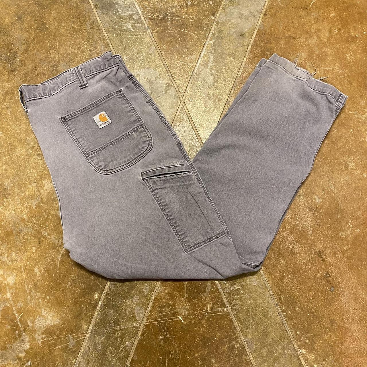 2000s Carhartt Grey Carpenter Pants Measured size... Depop