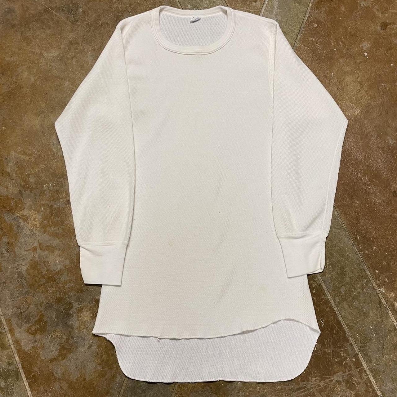 Vintage 70s Hanes Waffle Knit White Thermal. Depop