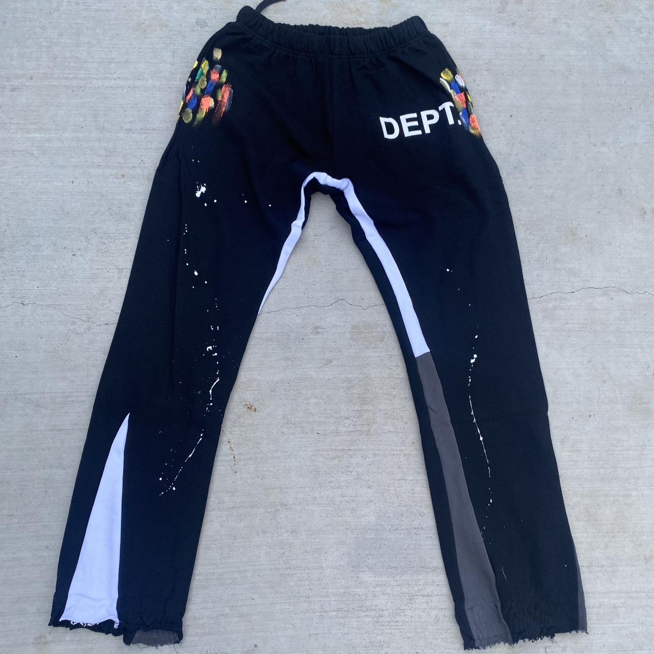 GALLERY DEPT. Dark Grey Paint Splatter Flared Sweatpants (ON BODY) 