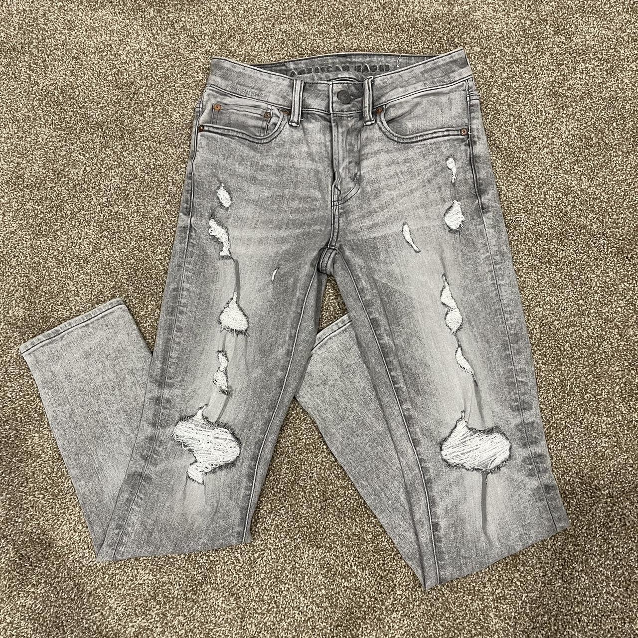 American Eagle Grey Skinny Jeans 28 x 30 78%... - Depop