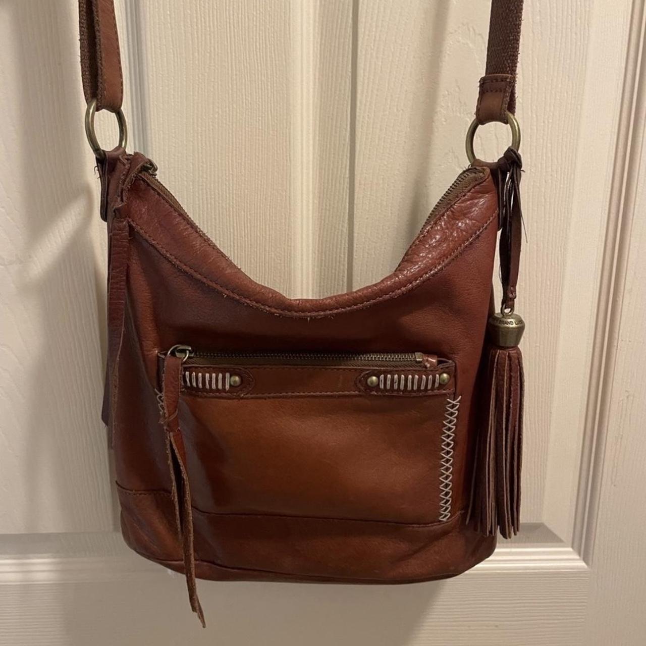 Lucky Brand Crossbody Leather Bag Brown Has couple - Depop