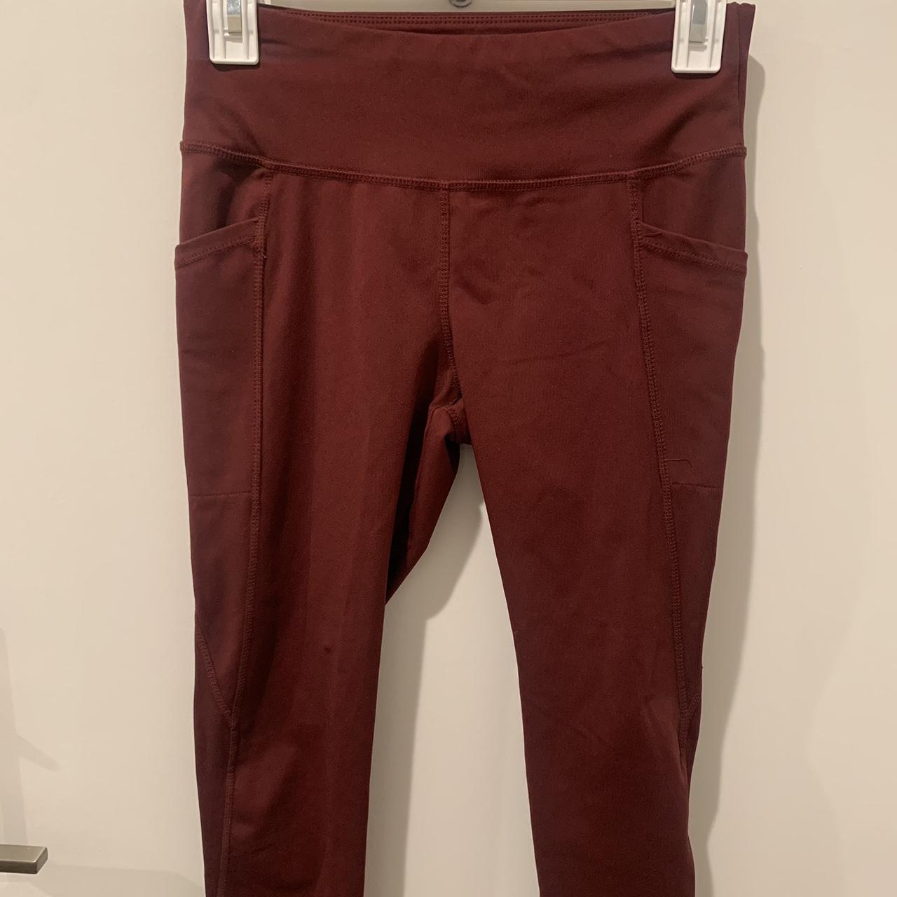 maroon exercise leggings with pockets size small - Depop