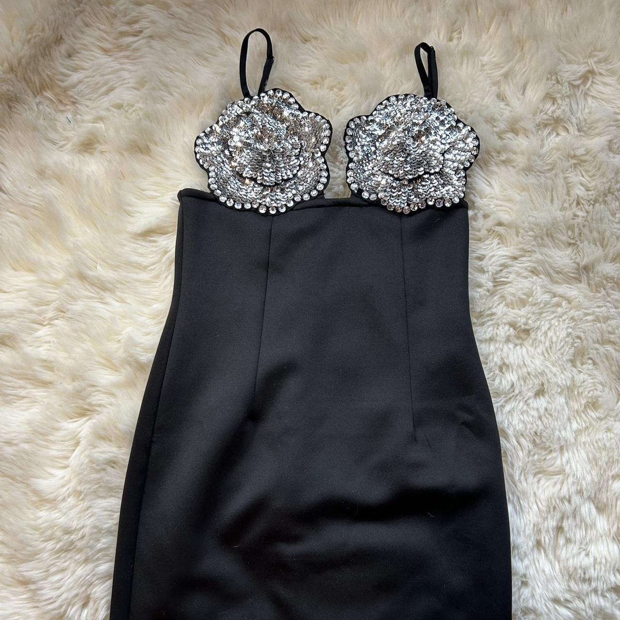 ASOS black bodycon dress sequin embellished cups - Depop