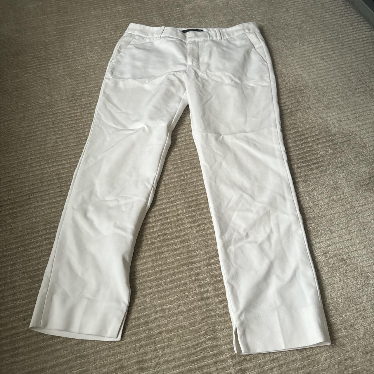 Zara White Cigarette Trousers Size Small Worn - Depop