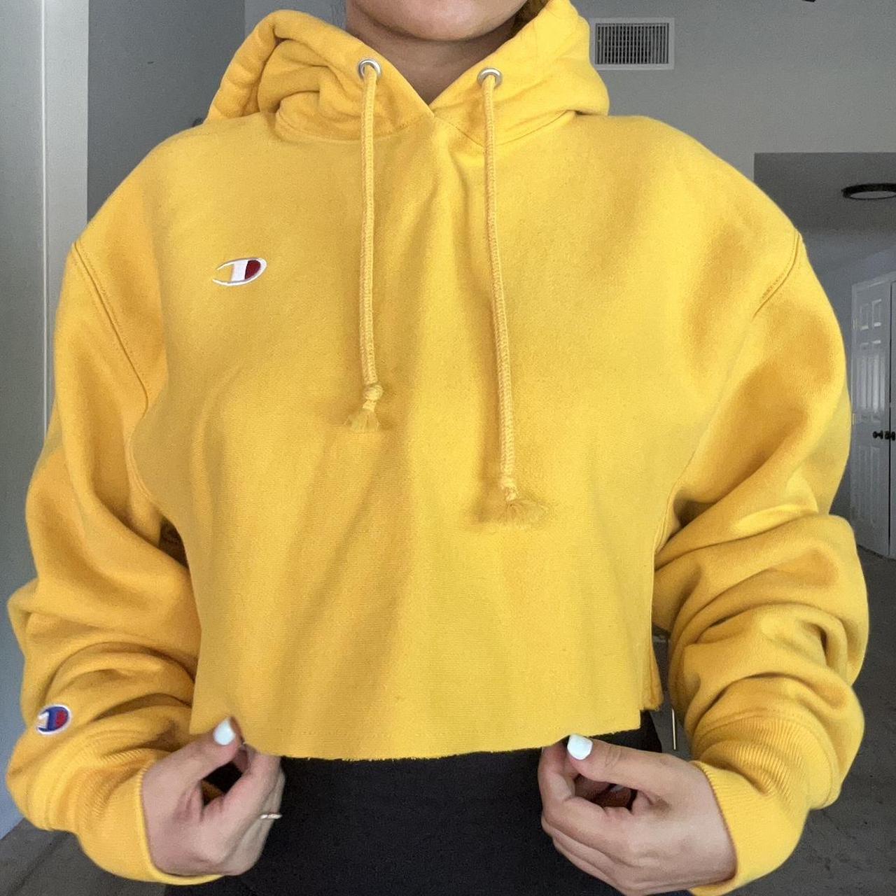 Champion yellow hoodie womens best sale