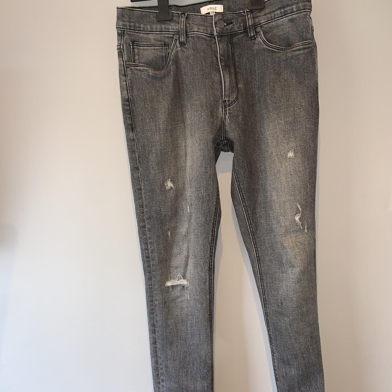 Arne Distressed Denim Jeans grey washed Size