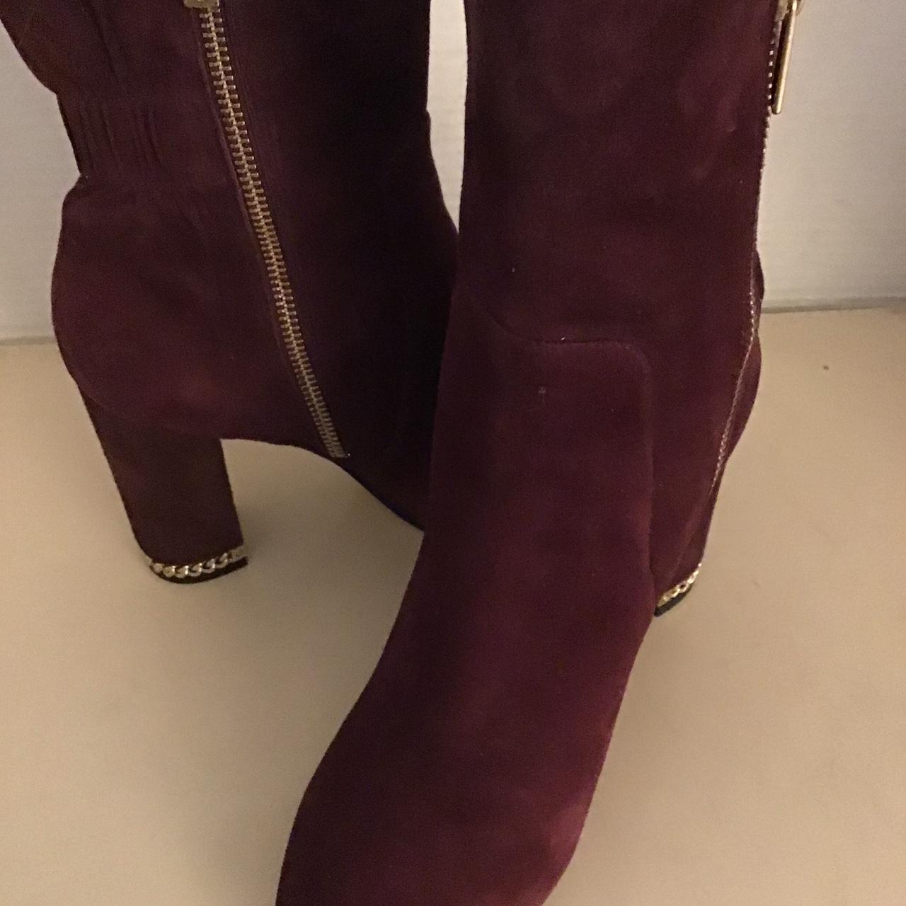 Michael Kors women burgundy suede with logo gold. Depop