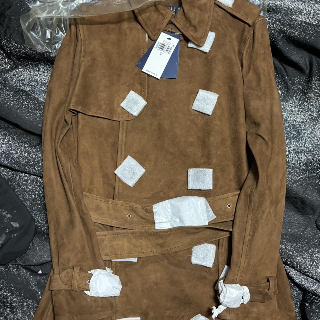 100% suede polo belted trench brand new Depop