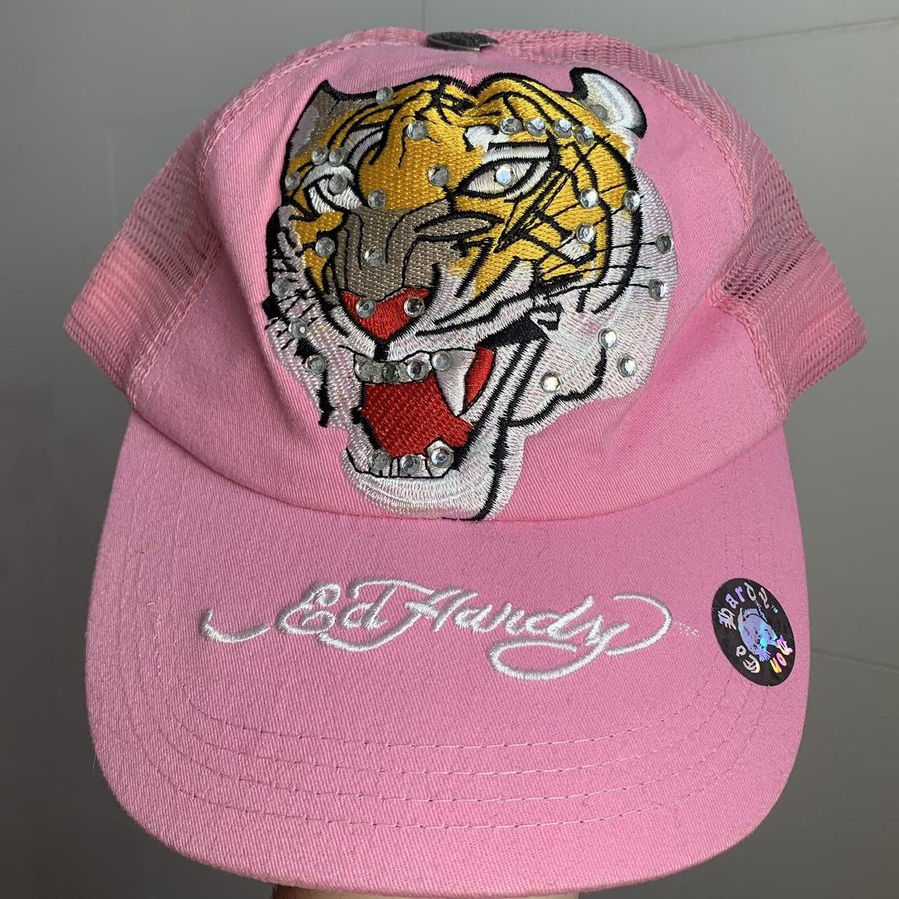 Vintage Ed Hardy pink bedazzled y2k rhinestone tiger...