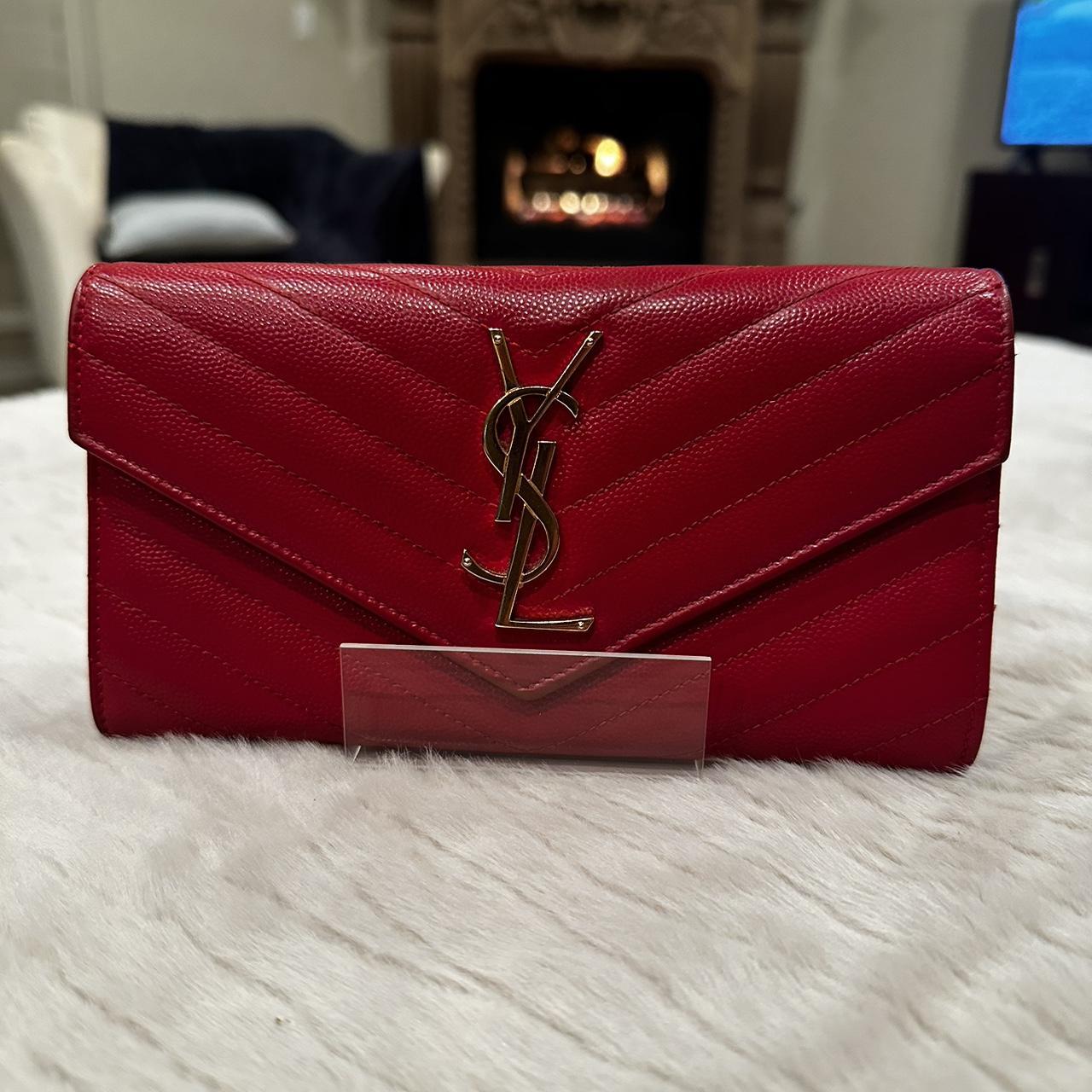 Authentic YSL red Wallet with gold hardware Classic | Depop