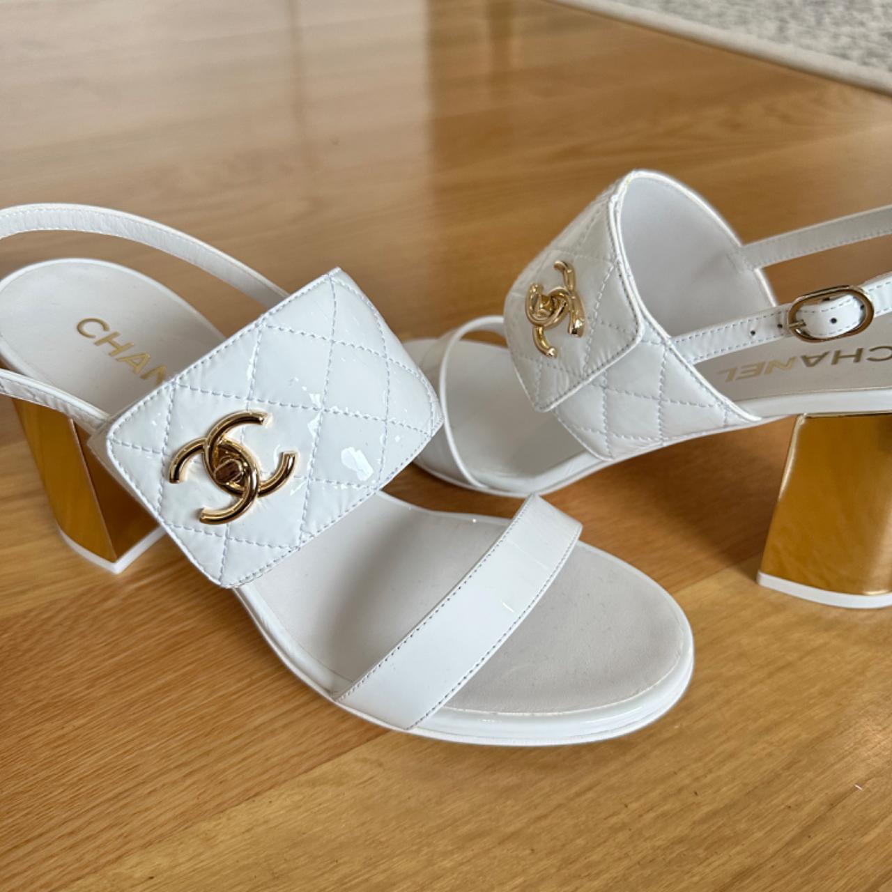 Chanel 2023 Interlocking CC Logo Slingback Sandals