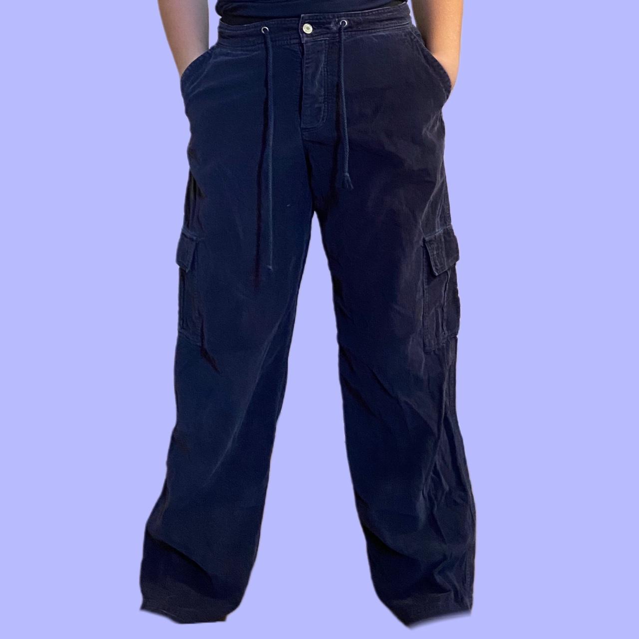Navy blue cargo pants with adjustable waist, lined... Depop