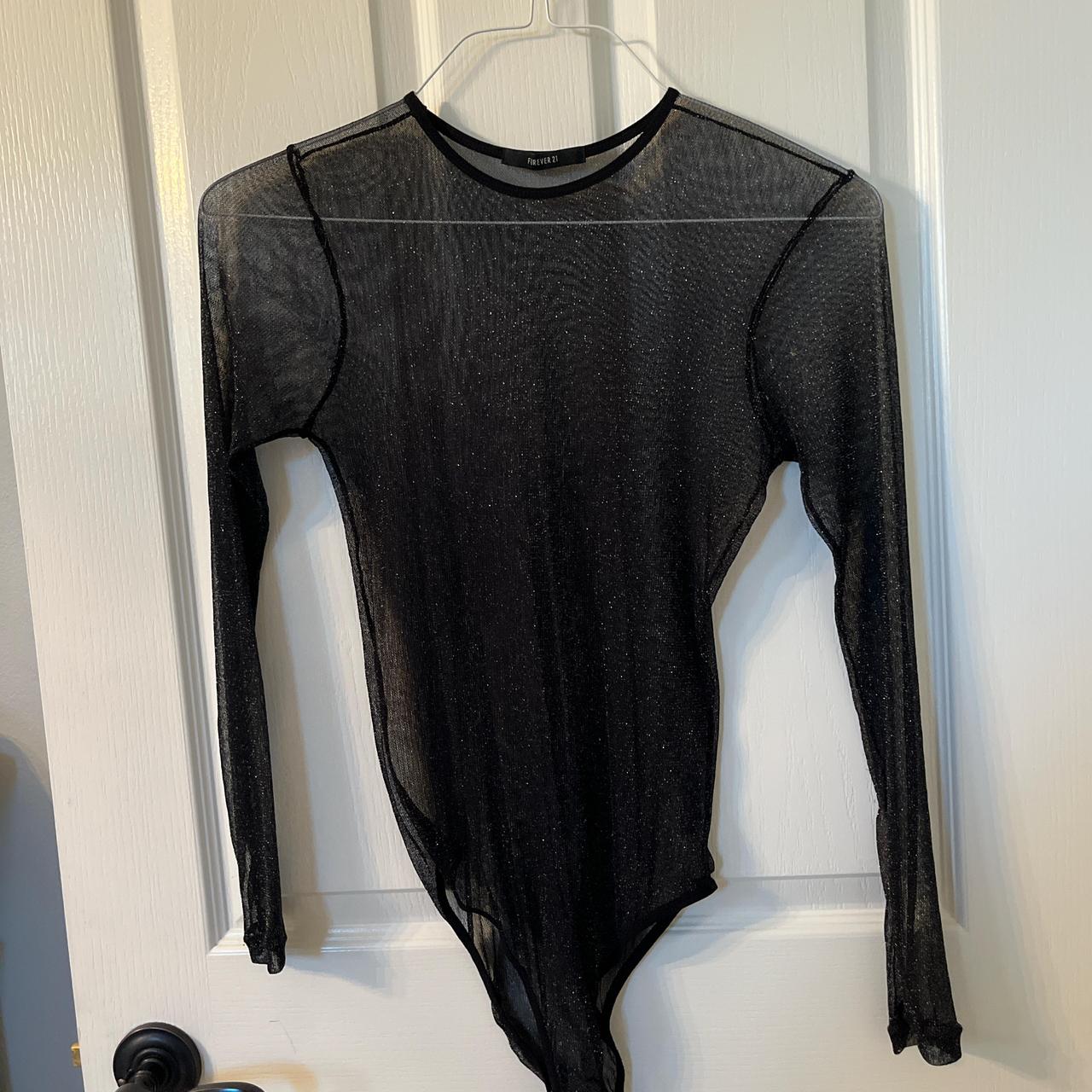 Forever 21 Turtle Neck Sheer Bodysuit ❤️Red/Black Zip Up Turtle