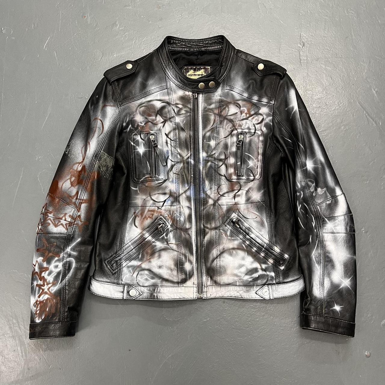 Custom 1 1 Airbrushed Leather Jacket Purchased Via - Depop