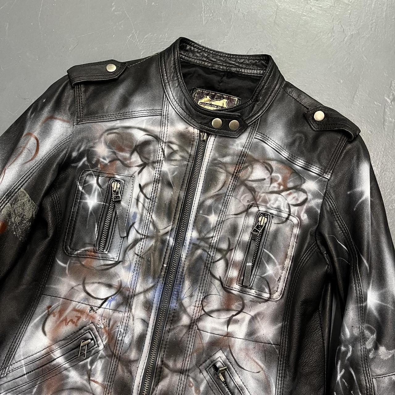 Custom 1/1 airbrushed leather jacket Purchased via... - Depop