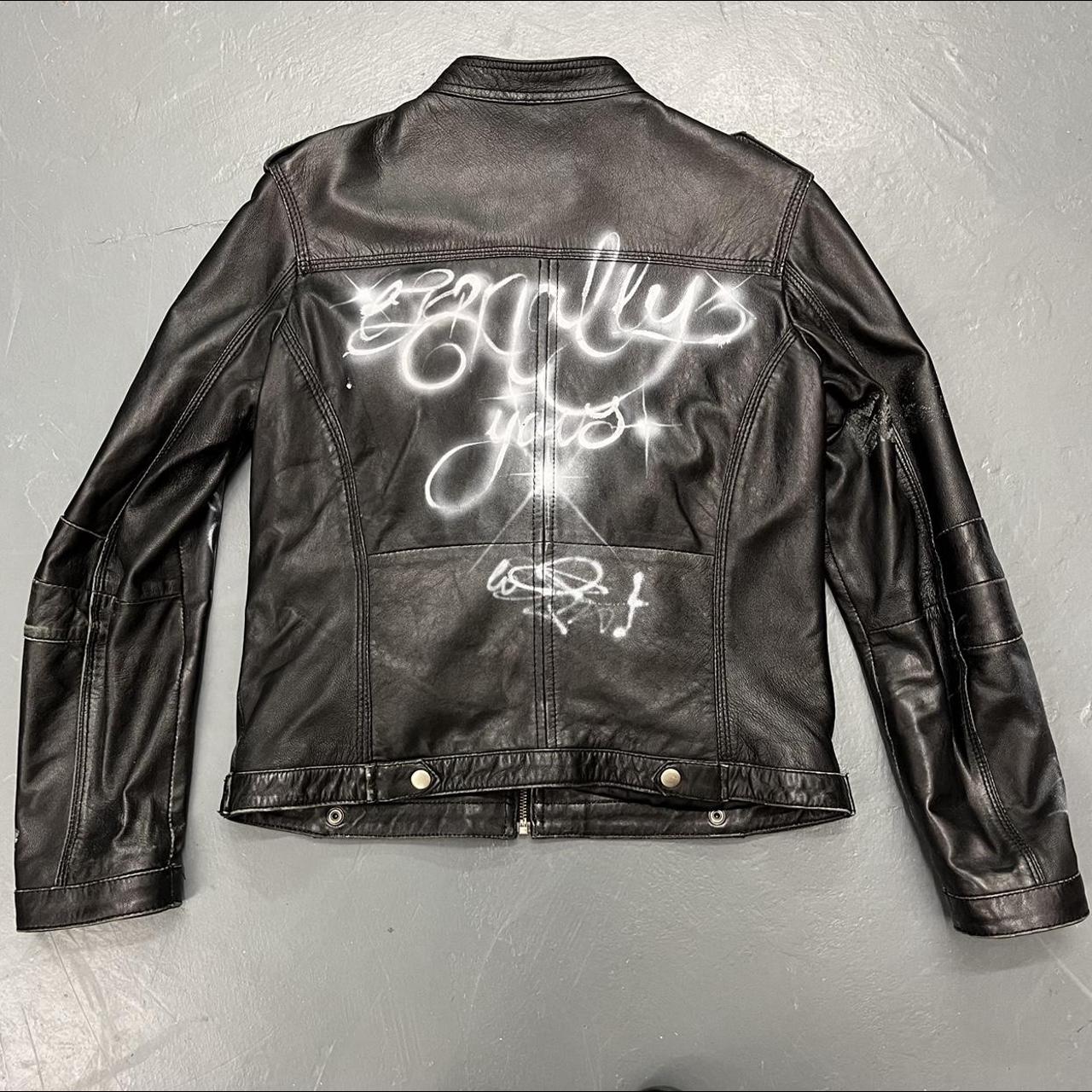 Custom 1/1 airbrushed leather jacket Purchased via... - Depop