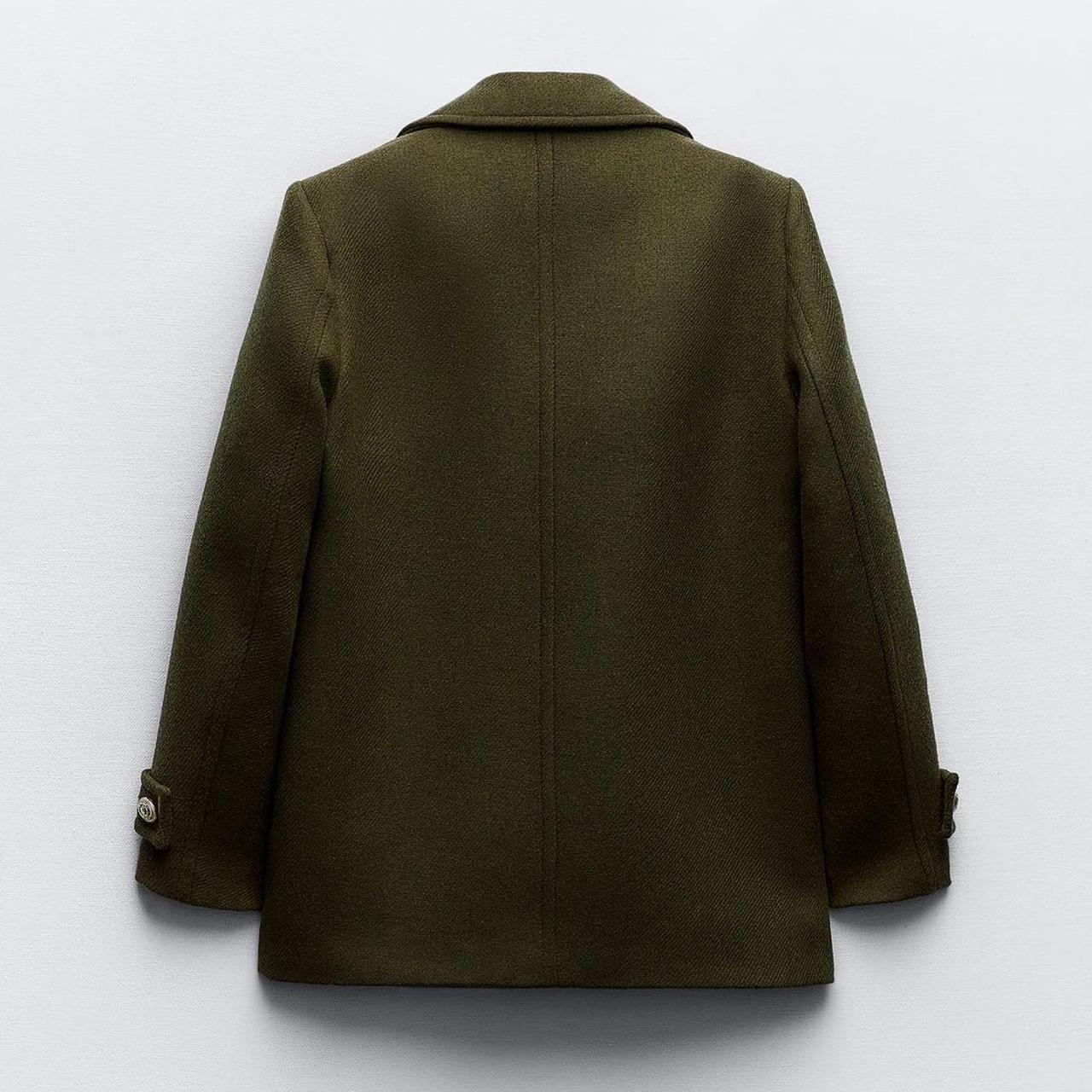 Zara wool blend double breasted coat in khaki Depop