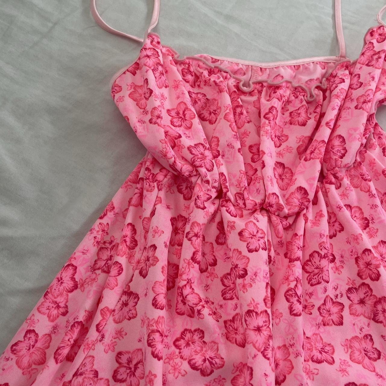 Vintage Y2K floral pink babydoll summer dress 🌸 🏹... - Depop