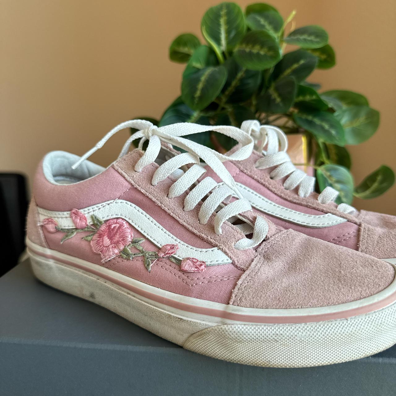Pink Vans Old Skool custom embroidered Depop
