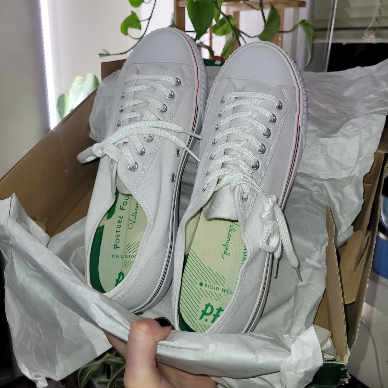 PF Flyers lowrise white classic canvas sneakers... - Depop