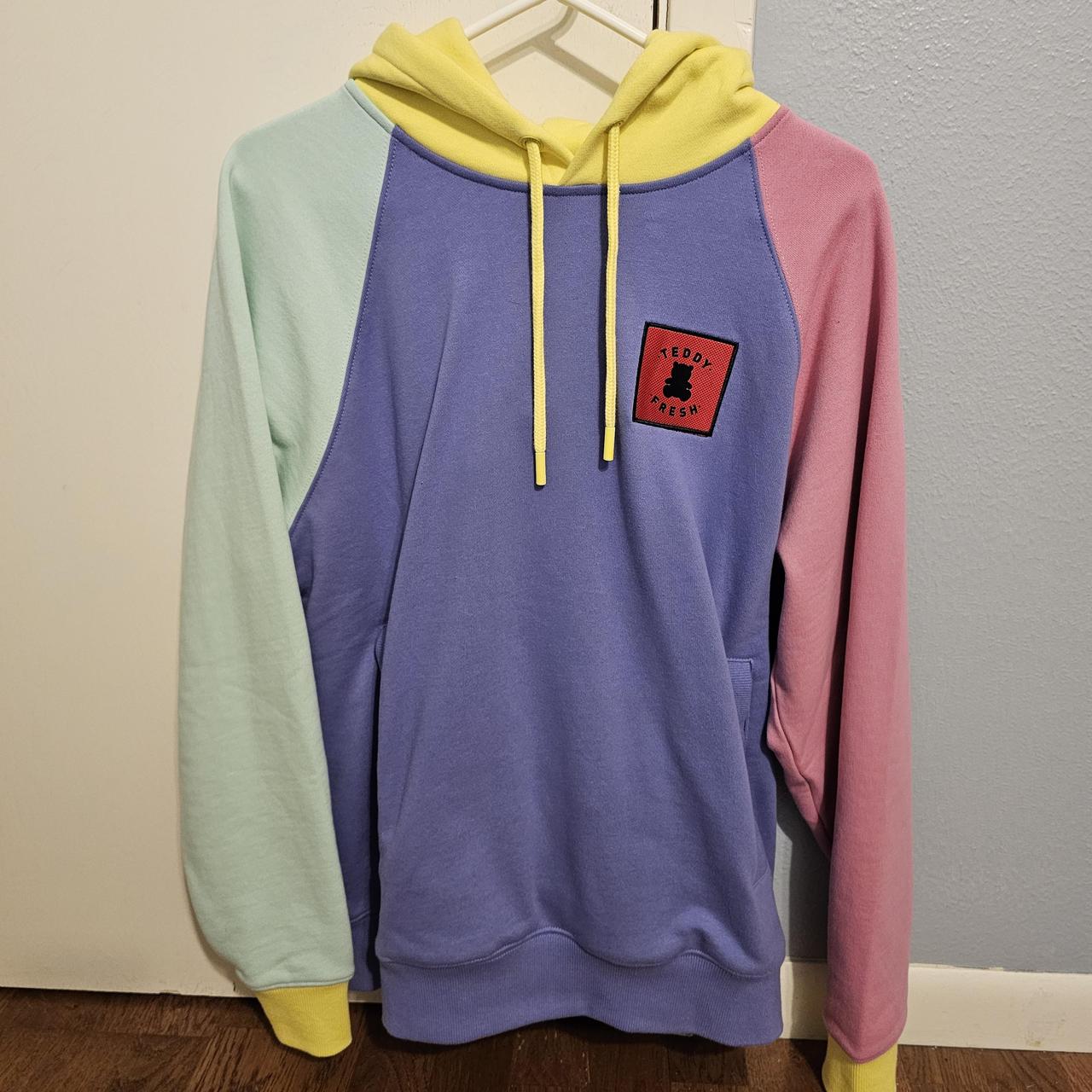 Small pastel Teddy Fresh Color Block Hoodie Depop