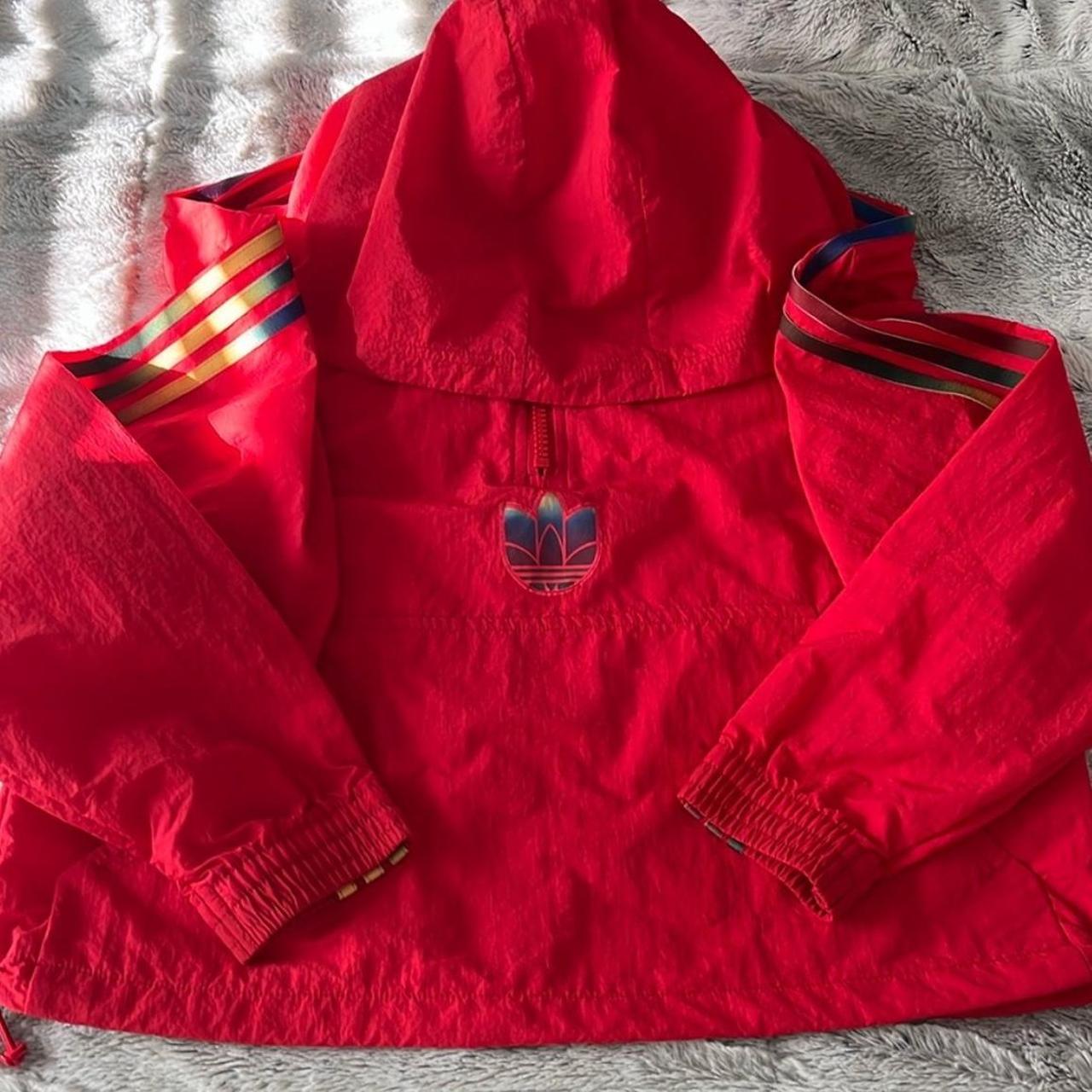 Adidas cropped on sale track jacket red