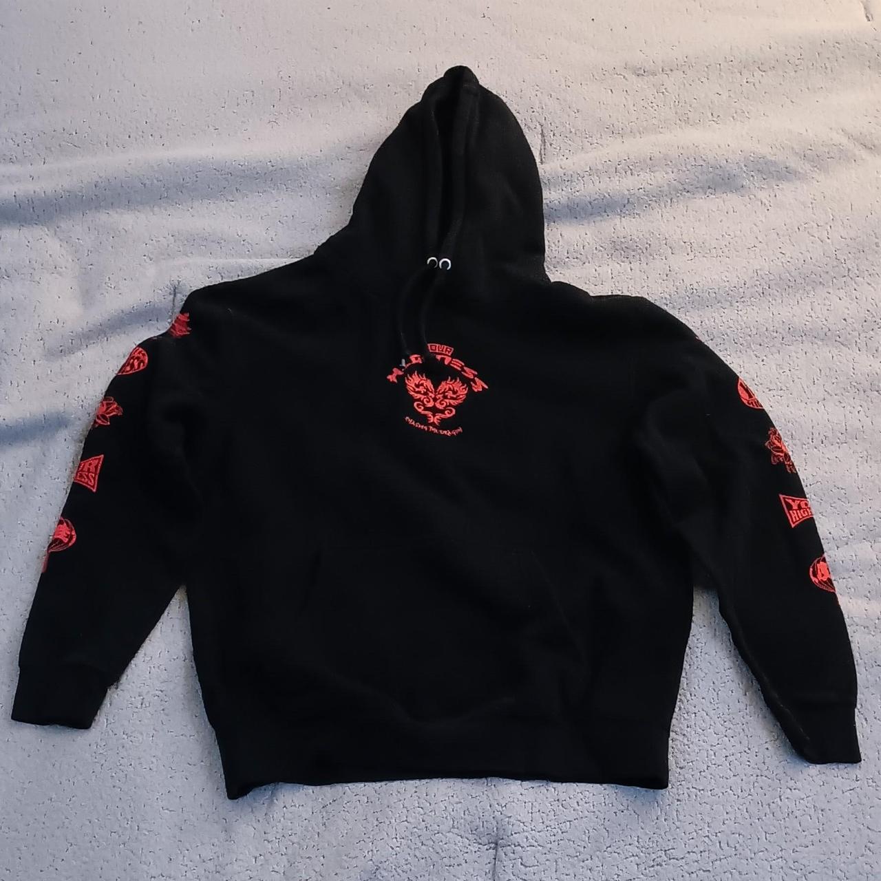 Red and black graphic hoodie sale