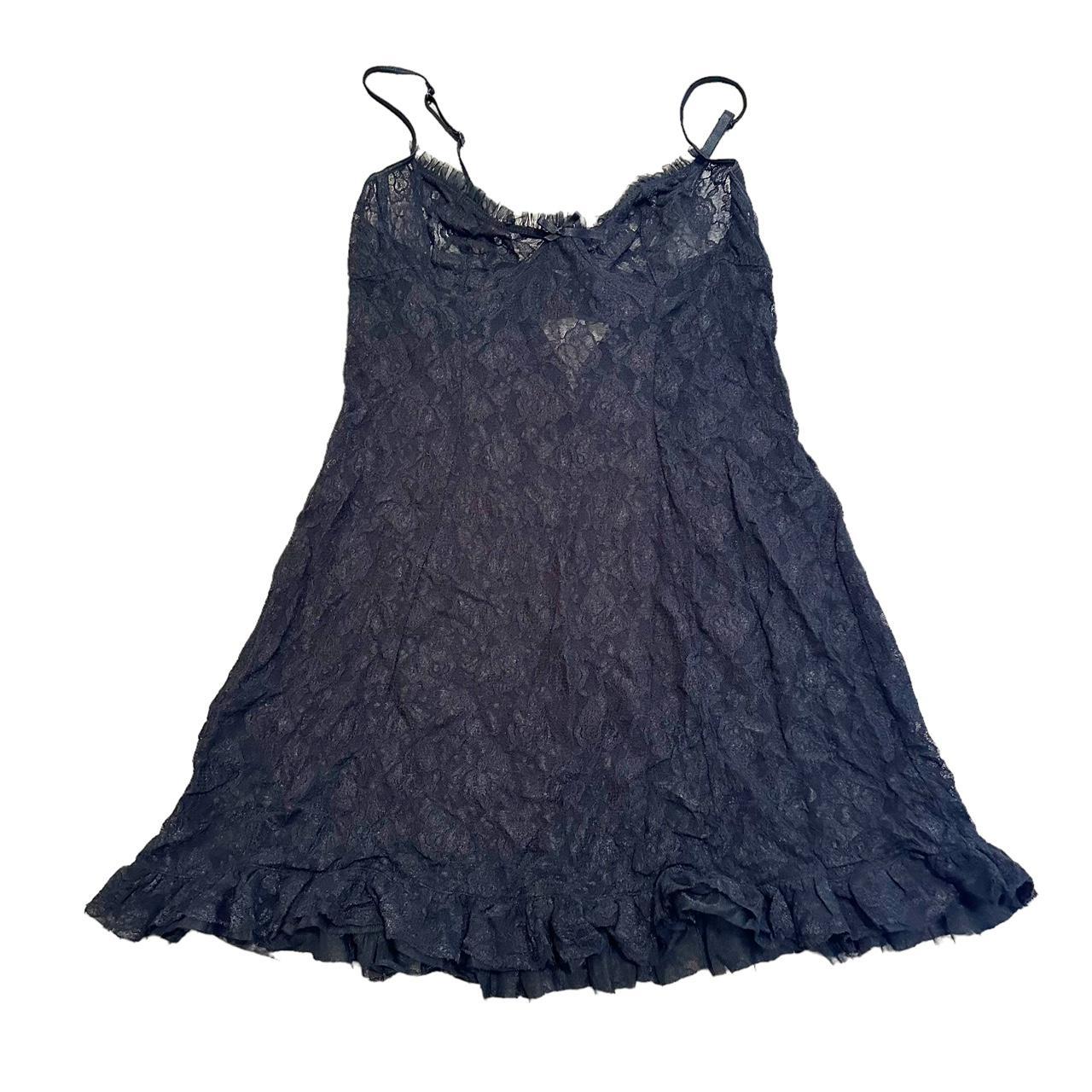 Black lace slip dress with adjustable straps Depop