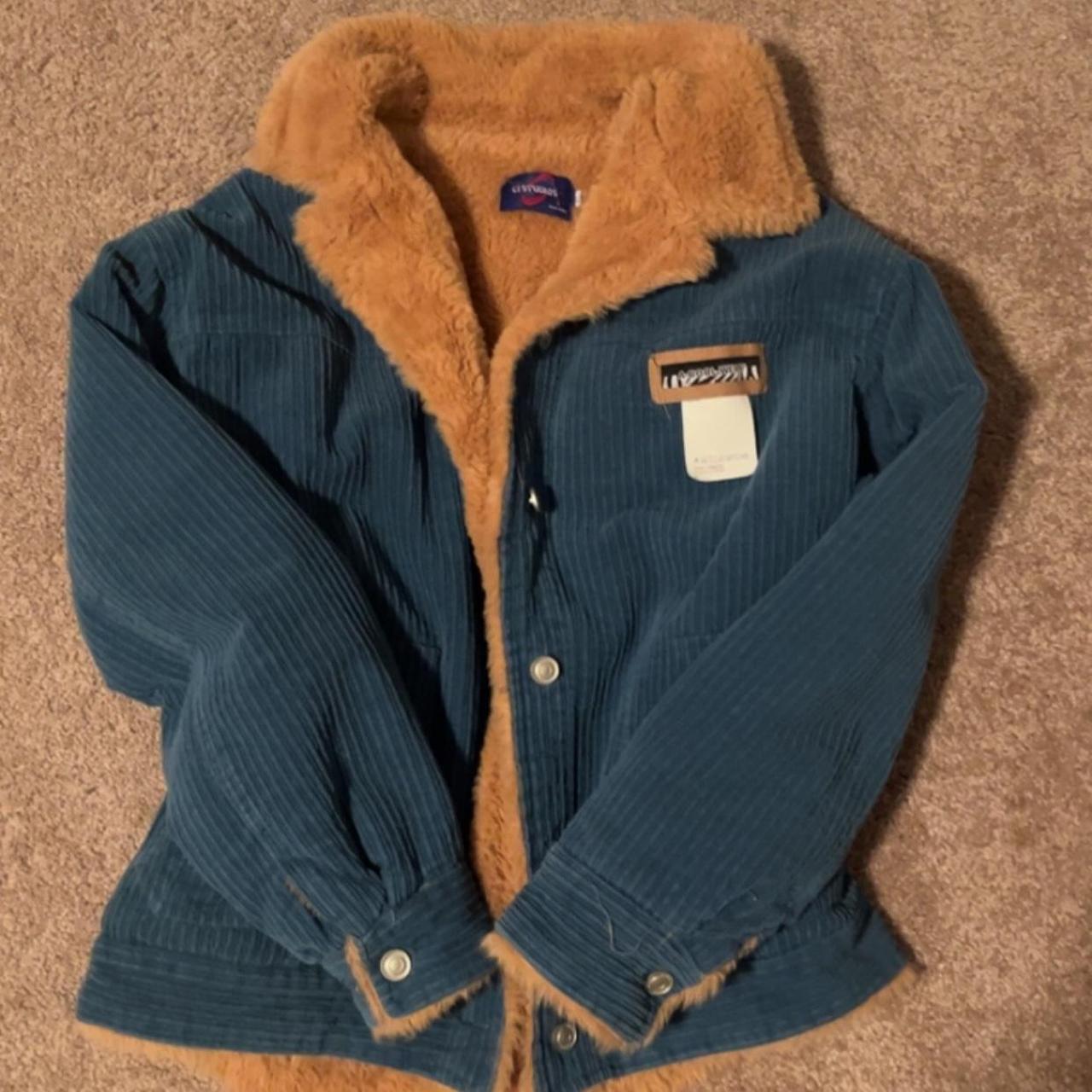C2 Studios Blue work jacket with brown fur ???? Depop