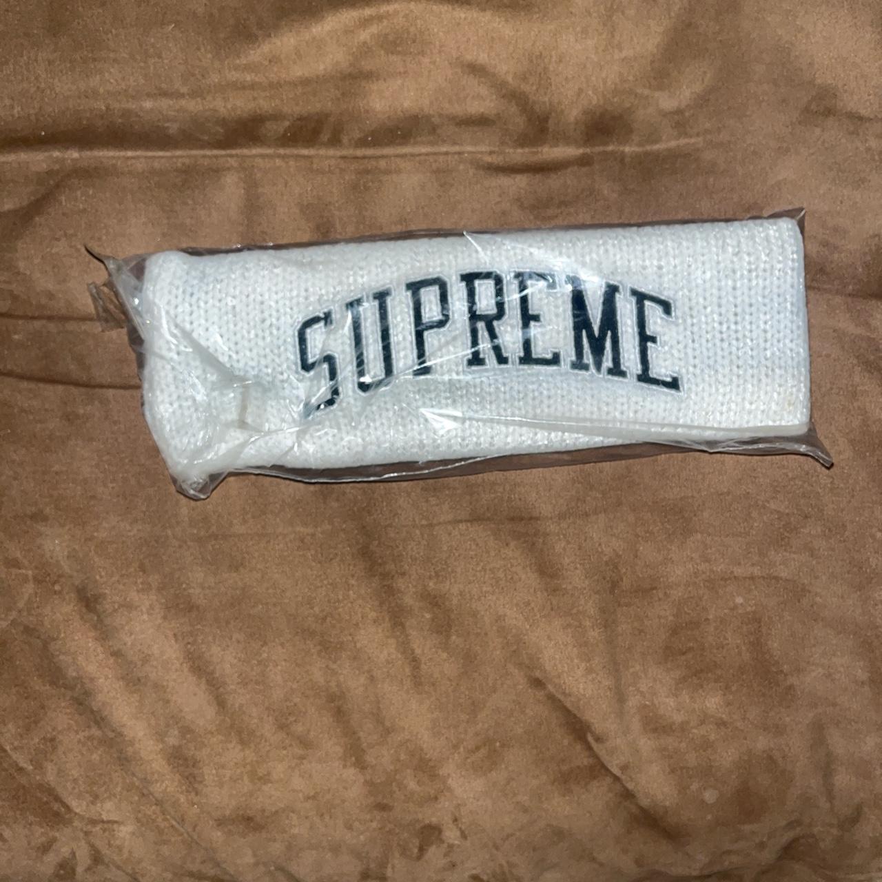 NEW ERA X SUPREME White Sequin Arc Logo Depop