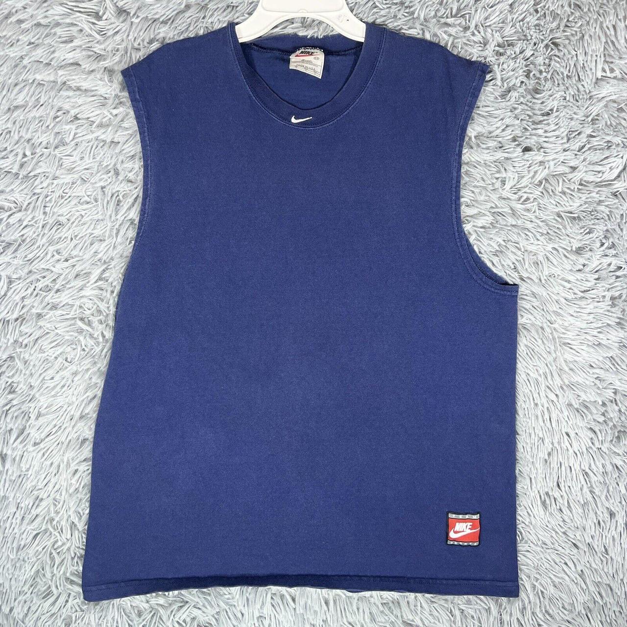 Vtg 80s NIKE Silver Tag Size XL Blue Tank Top USA Made