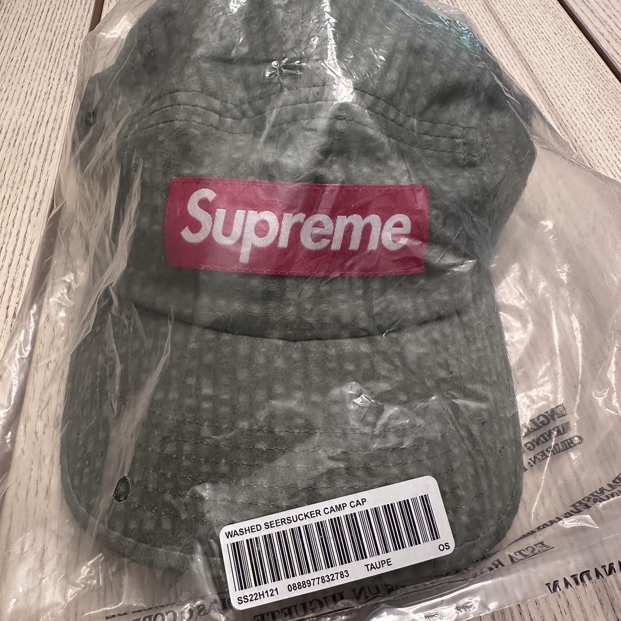 Supreme Washed Seersucker Camp Cap Taupe BRAND NEW | Depop