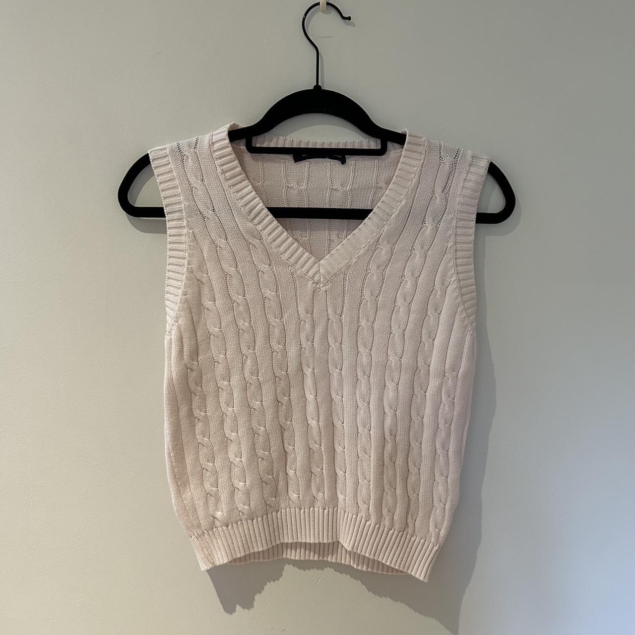 baby pastel pink cable knit sweater vest from brandy... - Depop