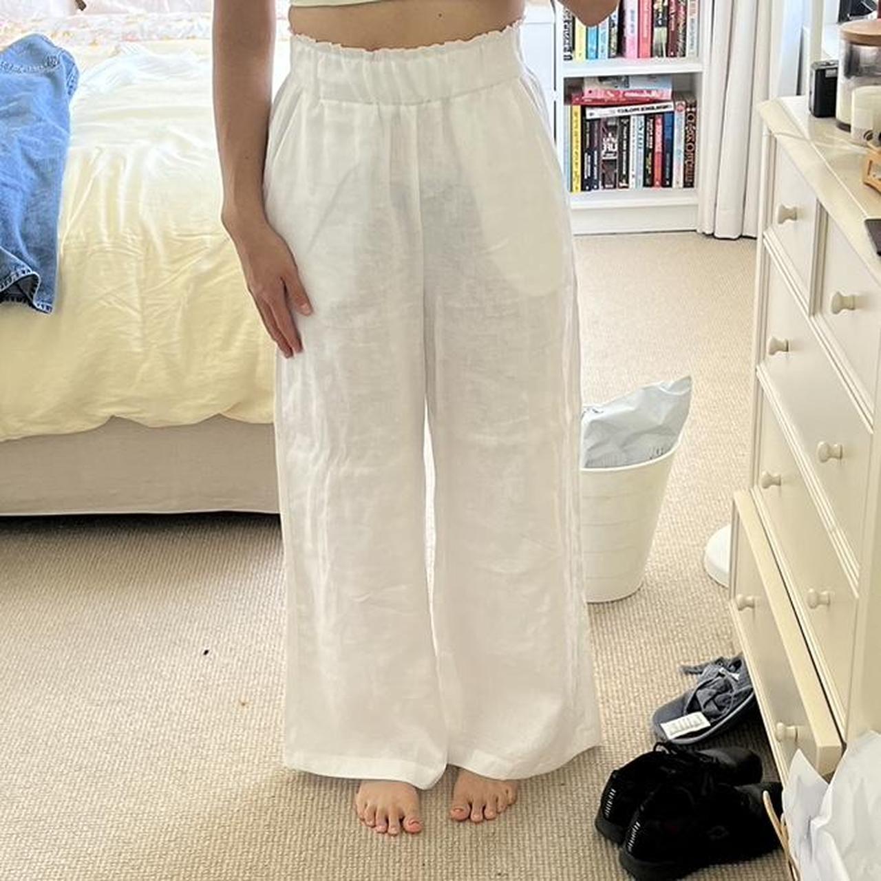 White linen pants from brand ‘little lies’ Size 8... - Depop