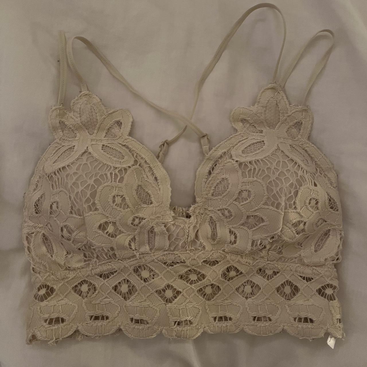 cream lace bralette size small (also fits xs) Depop